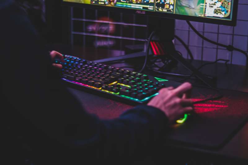 Close-up of playing games on the computer